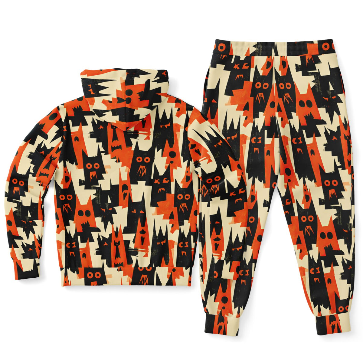 RINA J. Streetwear Original “Shadow Cat Riot” | Halloween Zip Hoodie & Jogger Set