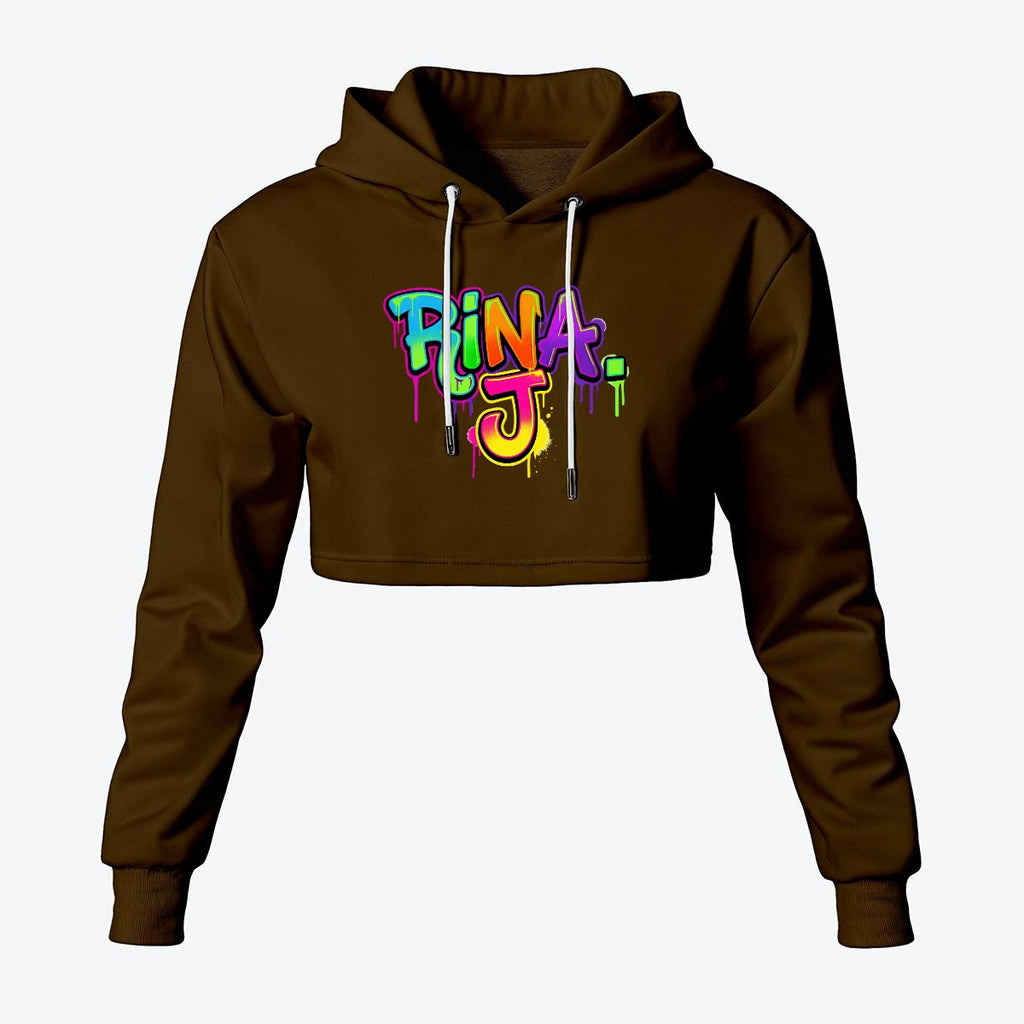 RINA J. Streetwear Signature Original "Wearable Art" Women's Cropped Hoodie | DTF Print
