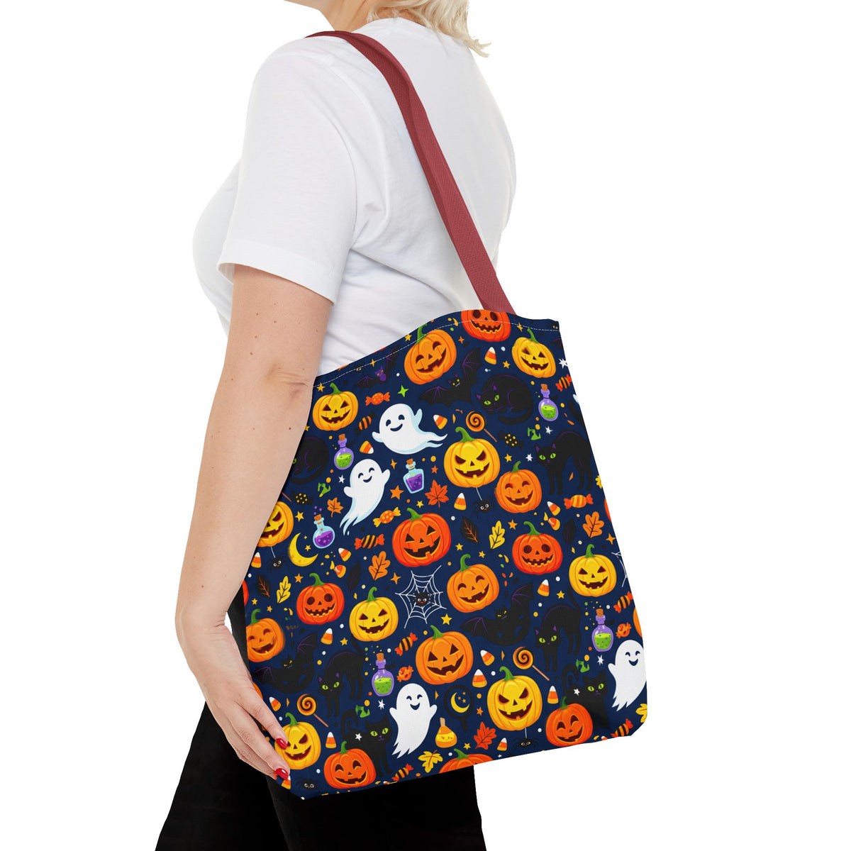 RINA J. Originals | Halloween Ghost & Jack-O'-Lantern Tote Bag — Cute Trick-or-Treat