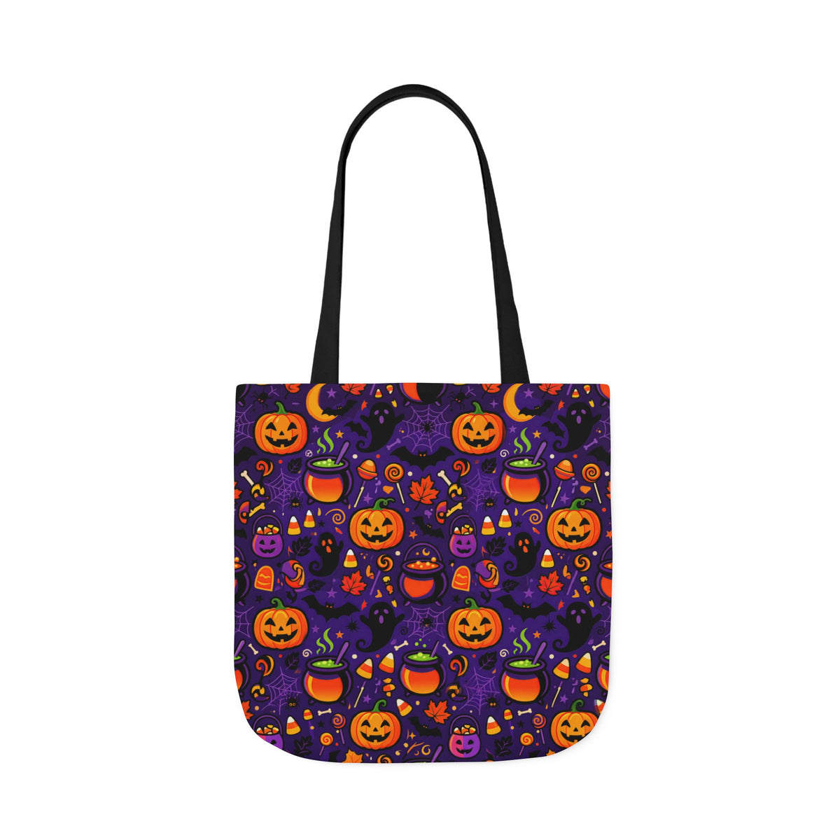 RINA J. Original | Halloween Pumpkin Pattern Canvas Tote — Trick-or-Treat Reusable Bag