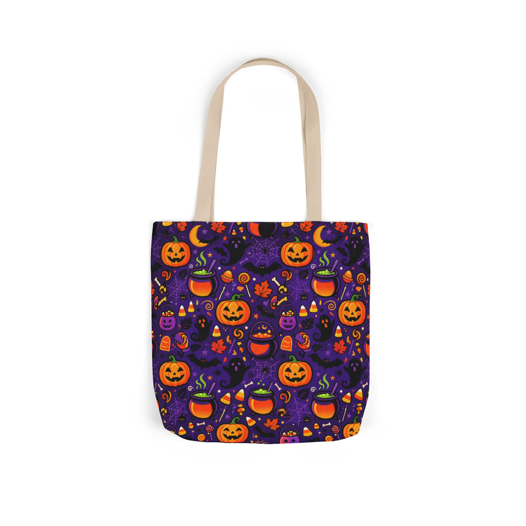 RINA J. Original | Halloween Pumpkin Pattern Canvas Tote — Trick-or-Treat Reusable Bag