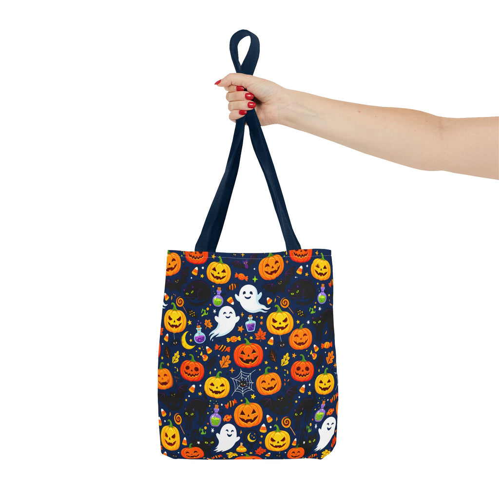 RINA J. Originals | Halloween Ghost & Jack-O'-Lantern Tote Bag — Cute Trick-or-Treat