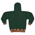 RINA J. Streetwear Original | Forest Green Geometric Accent Zip Hoodie - Autumn Mosaic Athleisure