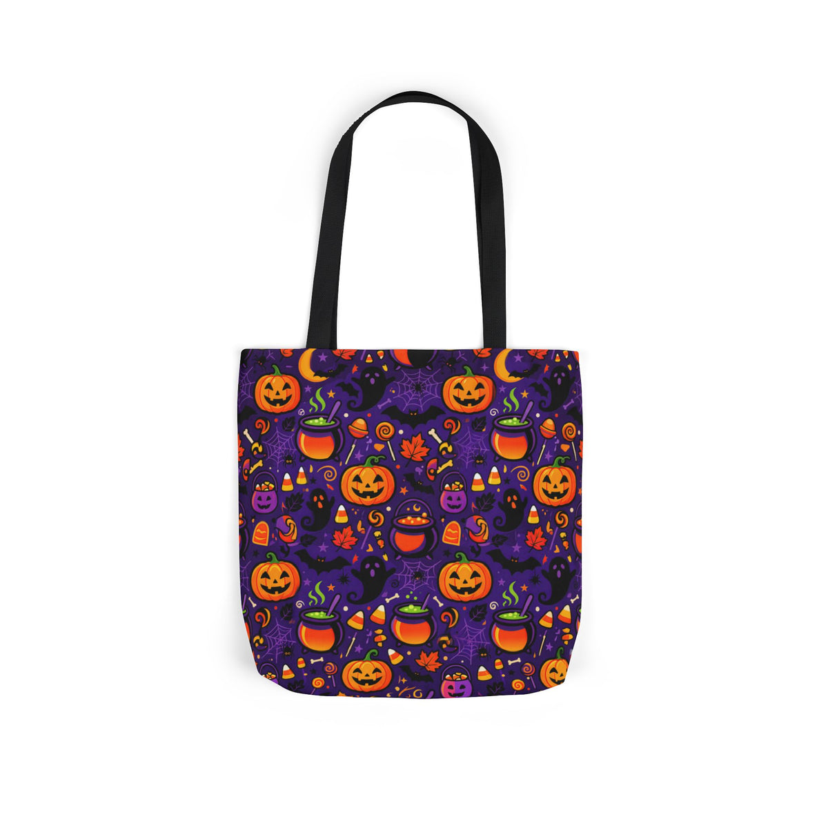 RINA J. Original | Halloween Pumpkin Pattern Canvas Tote — Trick-or-Treat Reusable Bag