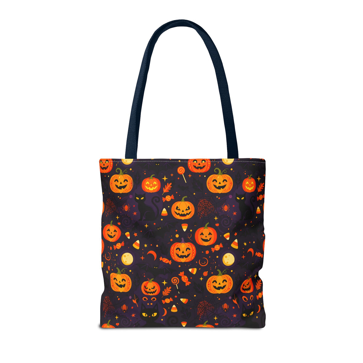 RINA J. Original | Halloween Pumpkin Pattern Tote Bag | Cute Jack-O'-Lantern All-Over Print