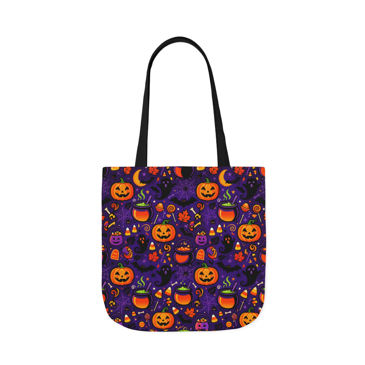 RINA J. Original | Halloween Pumpkin Pattern Canvas Tote — Trick-or-Treat Reusable Bag