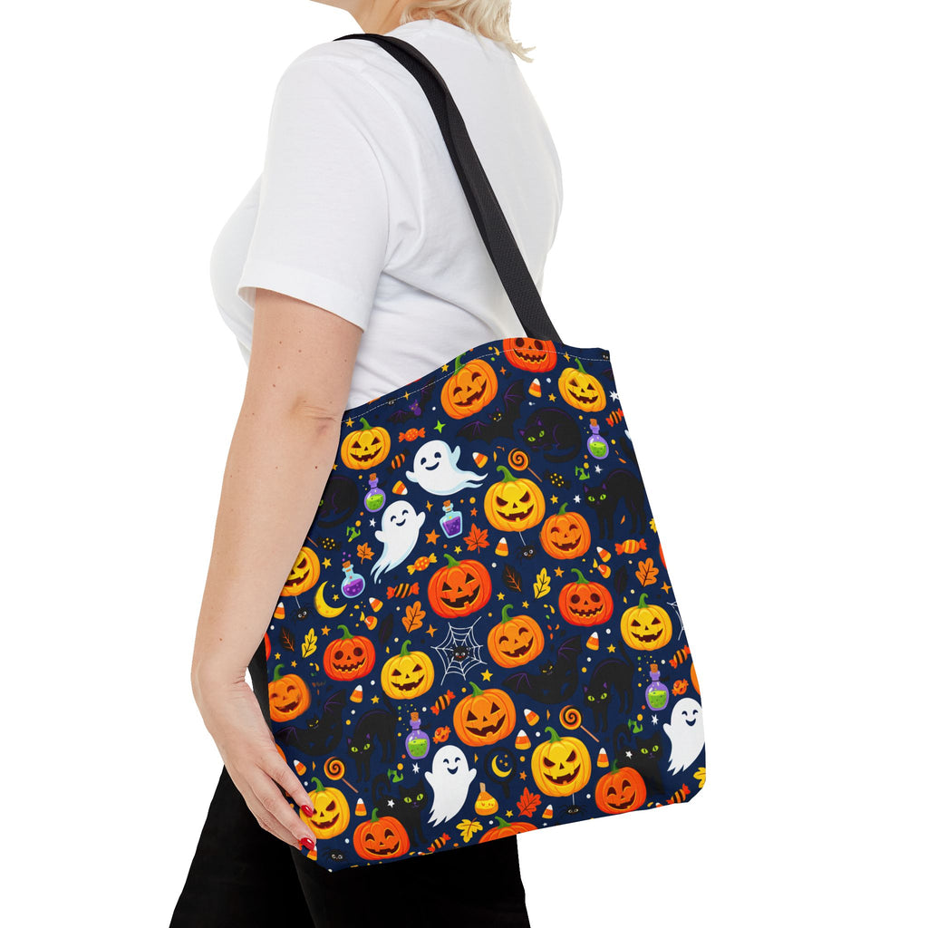 RINA J. Originals | Halloween Ghost & Jack-O'-Lantern Tote Bag — Cute Trick-or-Treat
