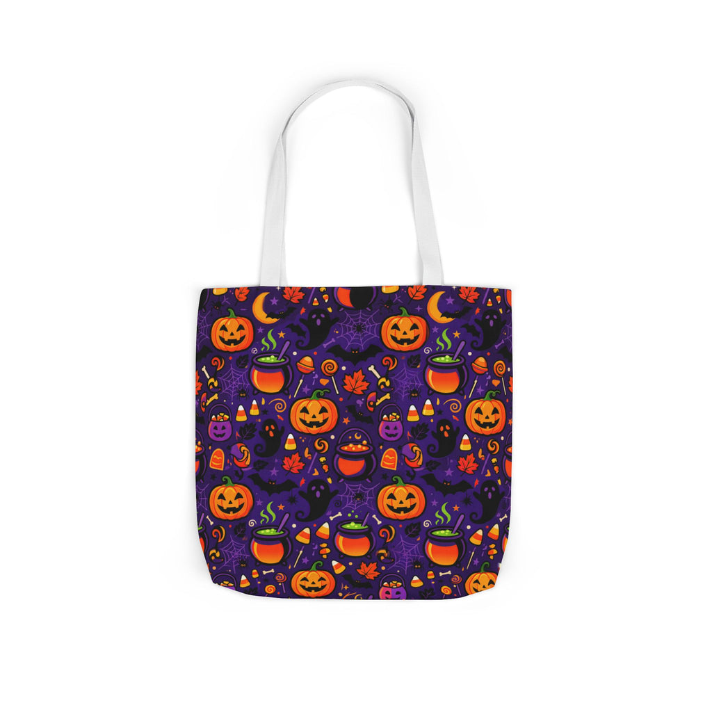 RINA J. Original | Halloween Pumpkin Pattern Canvas Tote — Trick-or-Treat Reusable Bag