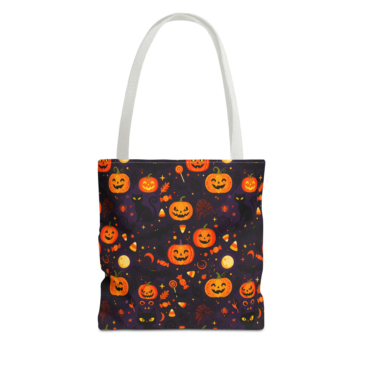 RINA J. Original | Halloween Pumpkin Pattern Tote Bag | Cute Jack-O'-Lantern All-Over Print
