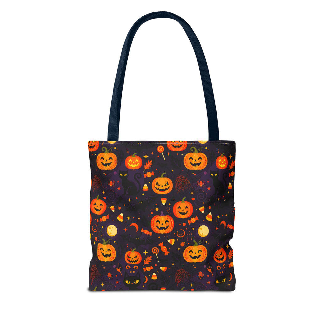 RINA J. Original | Halloween Pumpkin Pattern Tote Bag | Cute Jack-O'-Lantern All-Over Print
