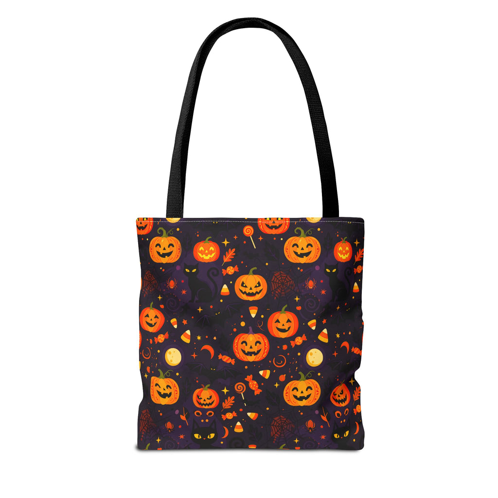 RINA J. Original | Halloween Pumpkin Pattern Tote Bag | Cute Jack-O'-Lantern All-Over Print