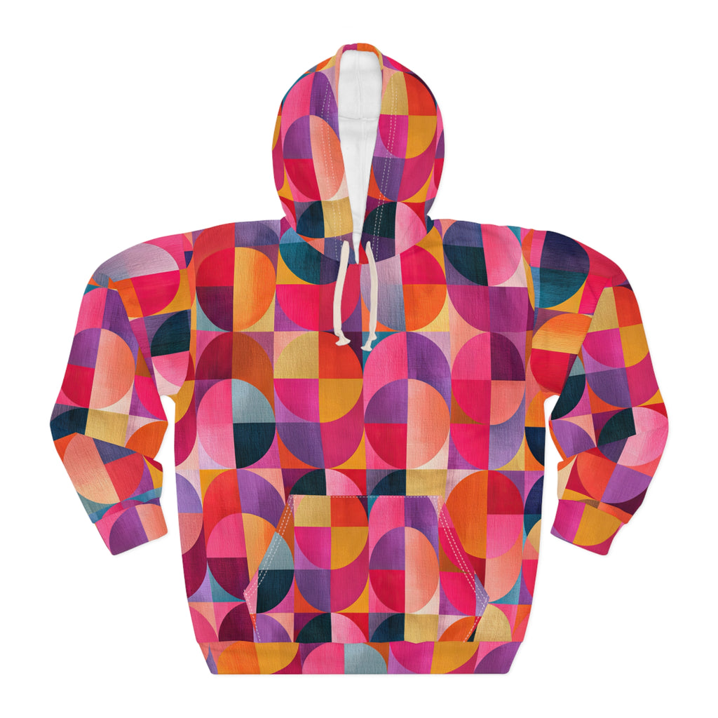 RINA J. Original "Circular Illusion" | Women's Geometric Colorblock Pullover Hoodie