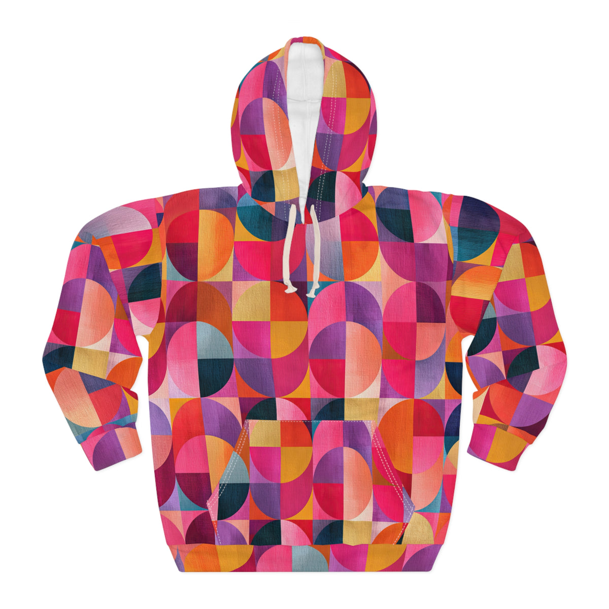 RINA J. Original "Circular Illusion" | Women's Geometric Colorblock Pullover Hoodie