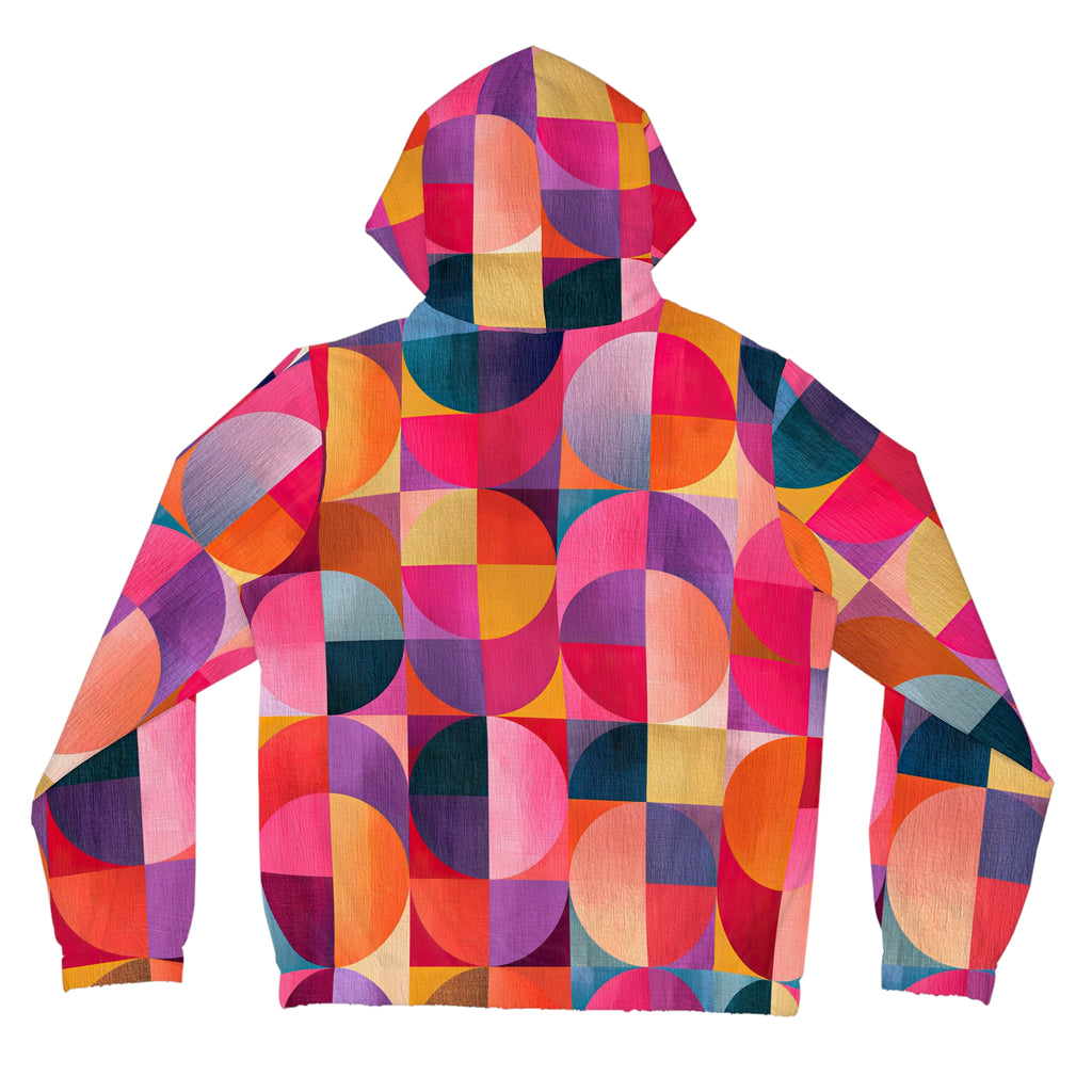 RINA J. Streetwear Original "Circular Illusion" | Women's Geometric Colorblock Full-Zip Hoodie