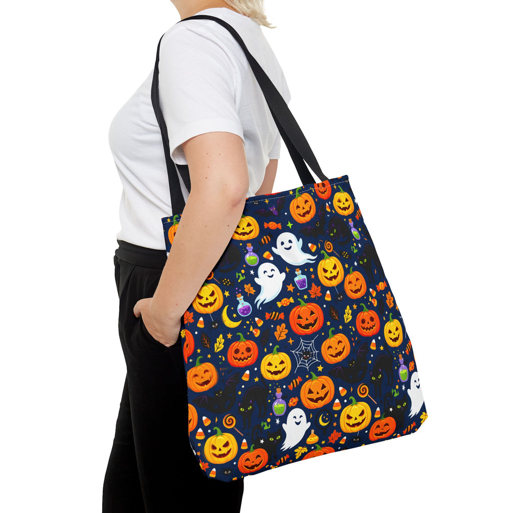 RINA J. Originals | Halloween Ghost & Jack-O'-Lantern Tote Bag — Cute Trick-or-Treat