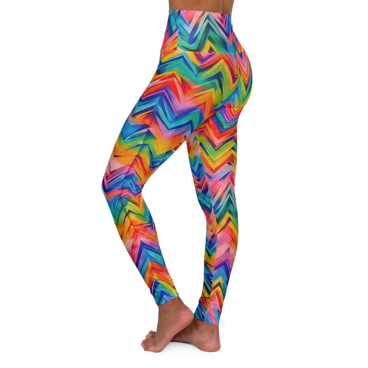 RINA J. Original "Neon Ride" | Rainbow Chevron Yoga Leggings | born out of the Shadow District & Cool Cat Creations