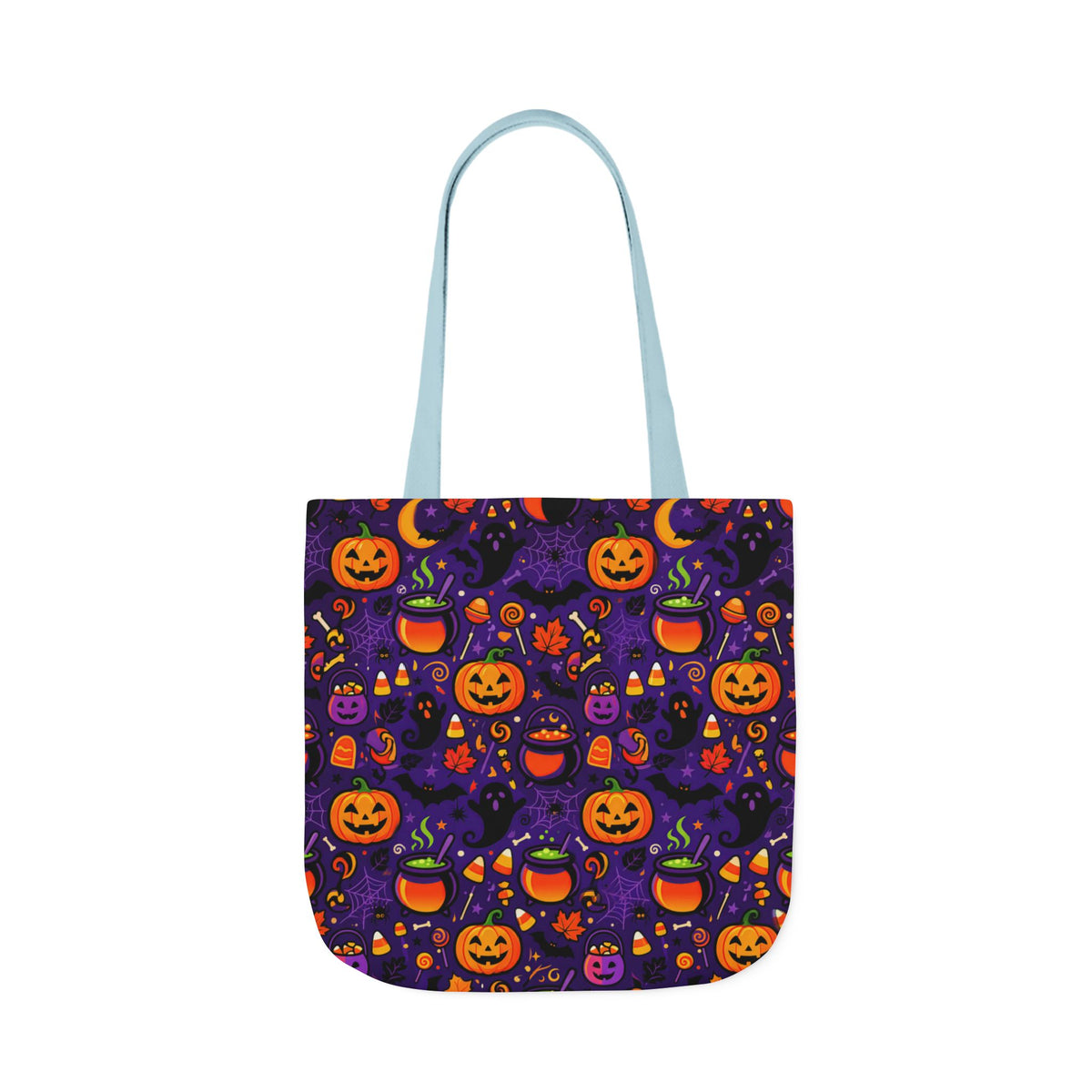 RINA J. Original | Halloween Pumpkin Pattern Canvas Tote — Trick-or-Treat Reusable Bag