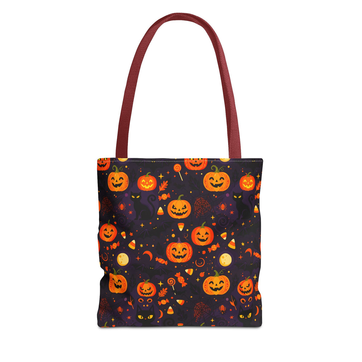 RINA J. Original | Halloween Pumpkin Pattern Tote Bag | Cute Jack-O'-Lantern All-Over Print