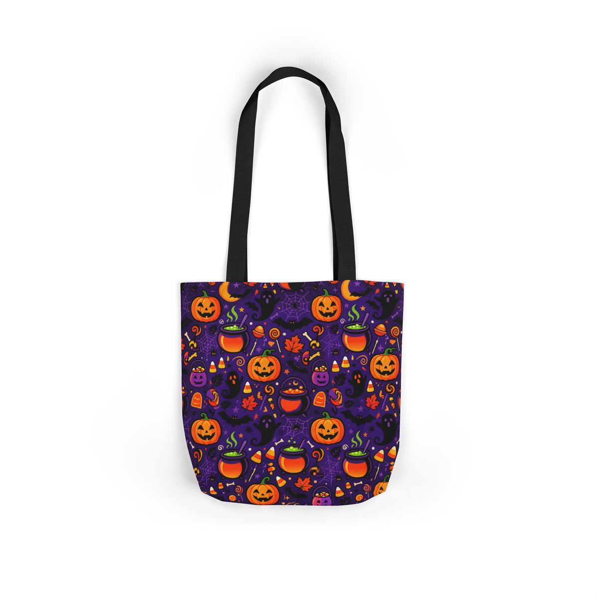 RINA J. Original | Halloween Pumpkin Pattern Canvas Tote — Trick-or-Treat Reusable Bag