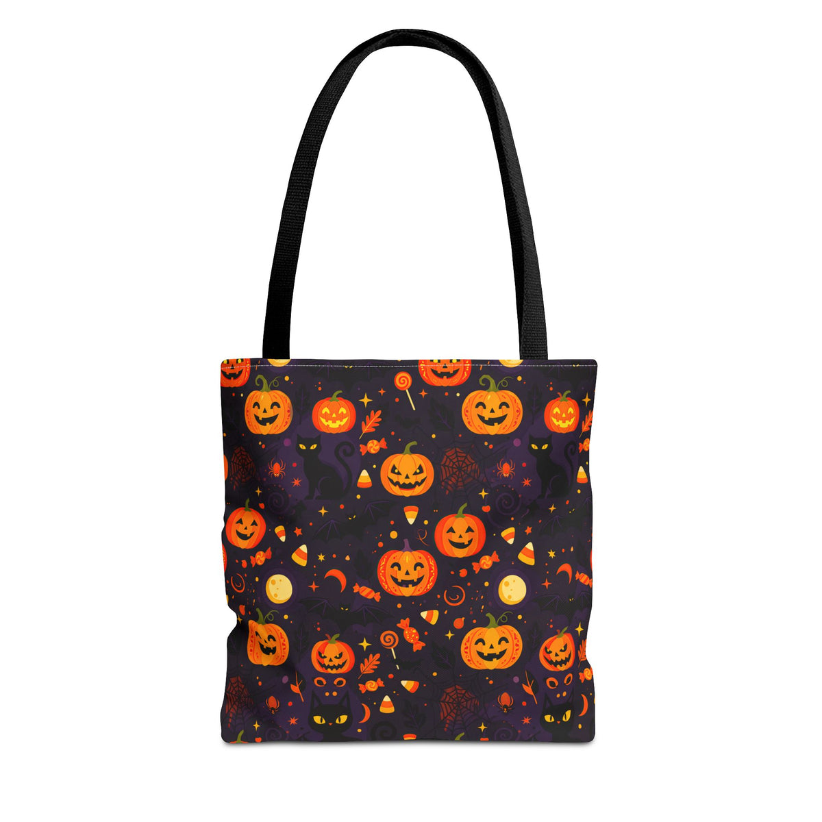 RINA J. Original | Halloween Pumpkin Pattern Tote Bag | Cute Jack-O'-Lantern All-Over Print
