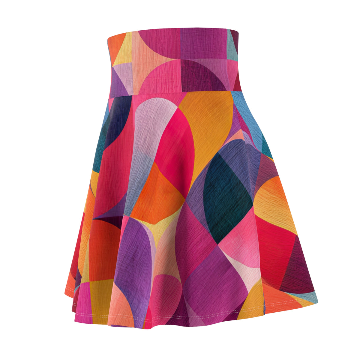 RINA J. Original "Circular Illusion" | Retro Geometric Flared Skater Skirt