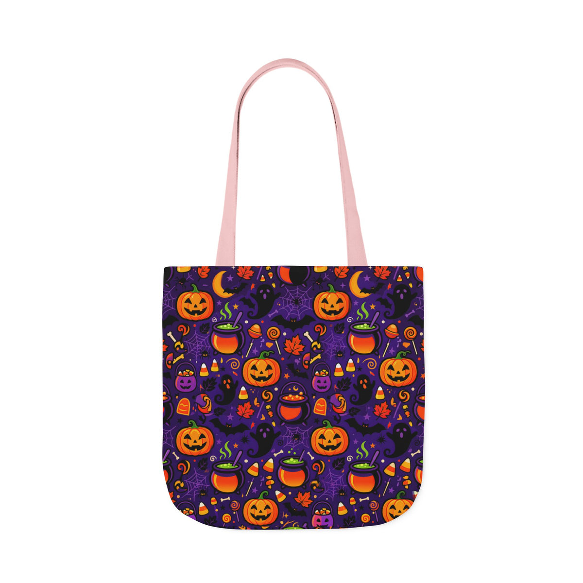 RINA J. Original | Halloween Pumpkin Pattern Canvas Tote — Trick-or-Treat Reusable Bag