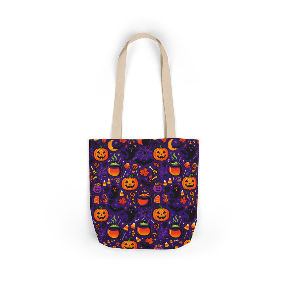 RINA J. Original | Halloween Pumpkin Pattern Canvas Tote — Trick-or-Treat Reusable Bag