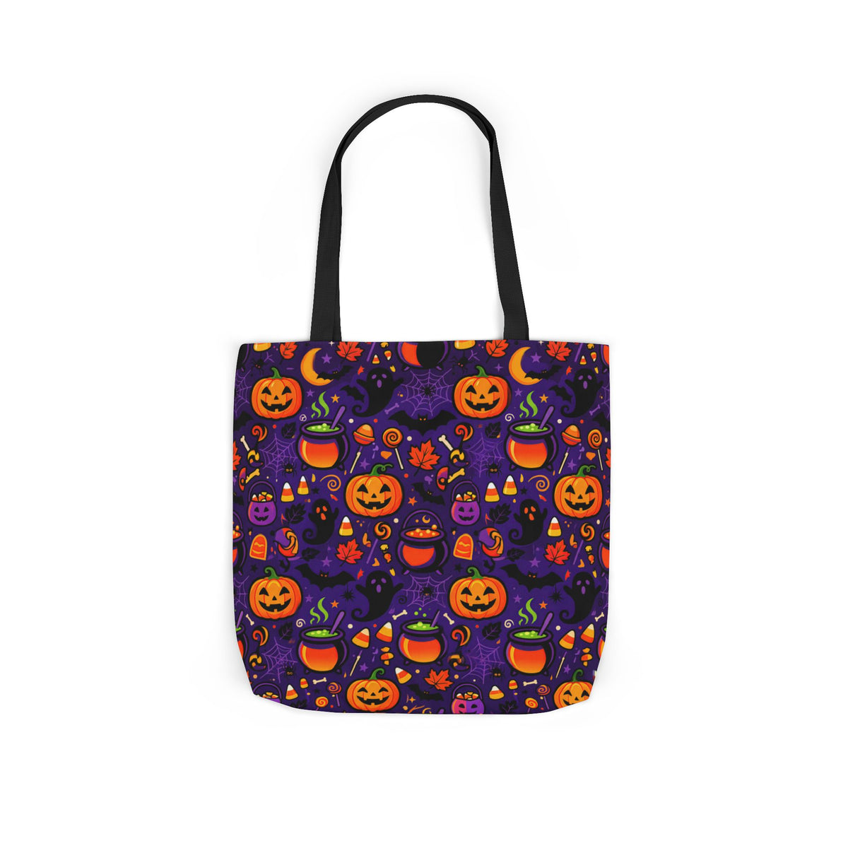 RINA J. Original | Halloween Pumpkin Pattern Canvas Tote — Trick-or-Treat Reusable Bag