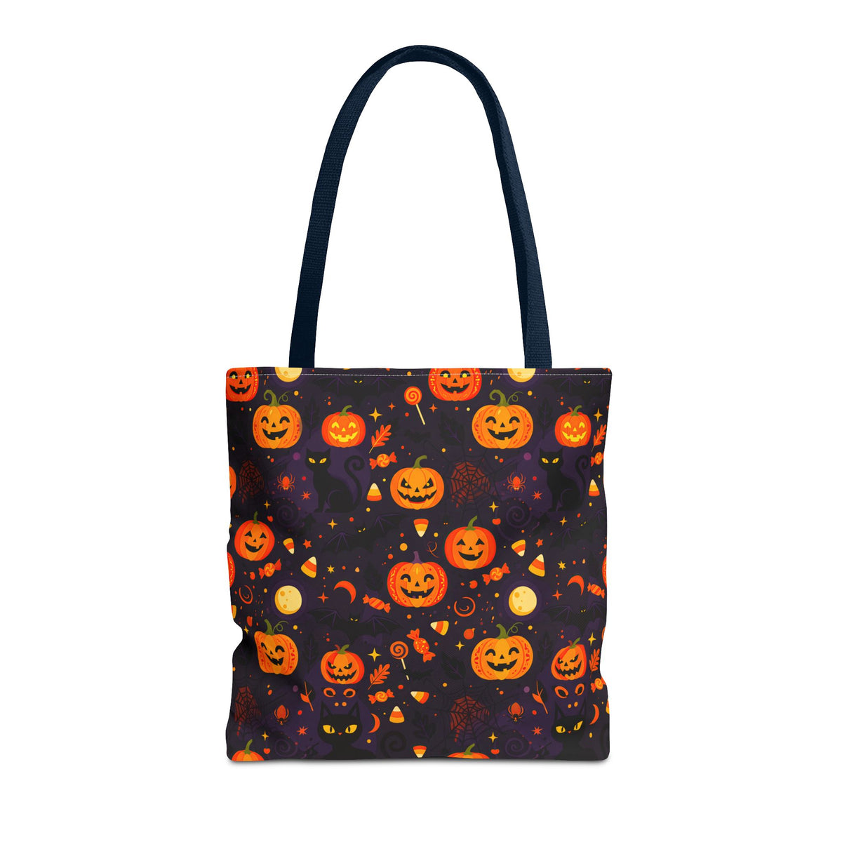 RINA J. Original | Halloween Pumpkin Pattern Tote Bag | Cute Jack-O'-Lantern All-Over Print