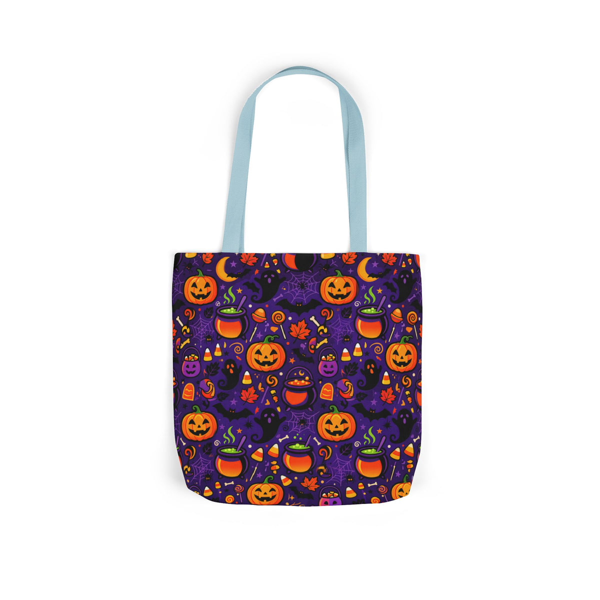 RINA J. Original | Halloween Pumpkin Pattern Canvas Tote — Trick-or-Treat Reusable Bag