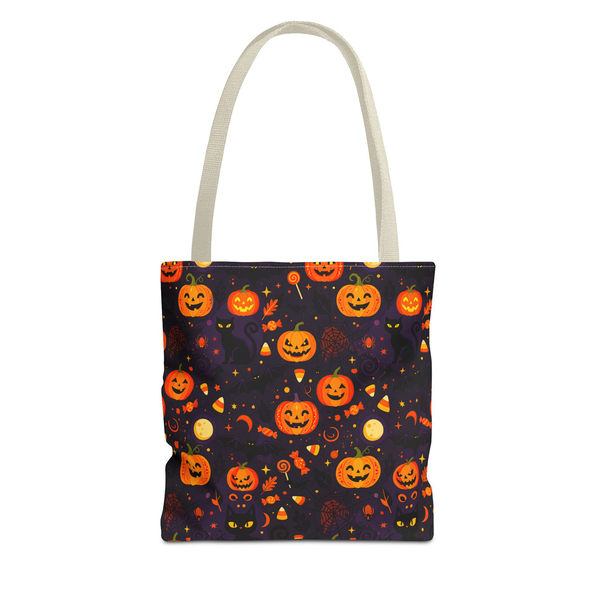 RINA J. Original | Halloween Pumpkin Pattern Tote Bag | Cute Jack-O'-Lantern All-Over Print