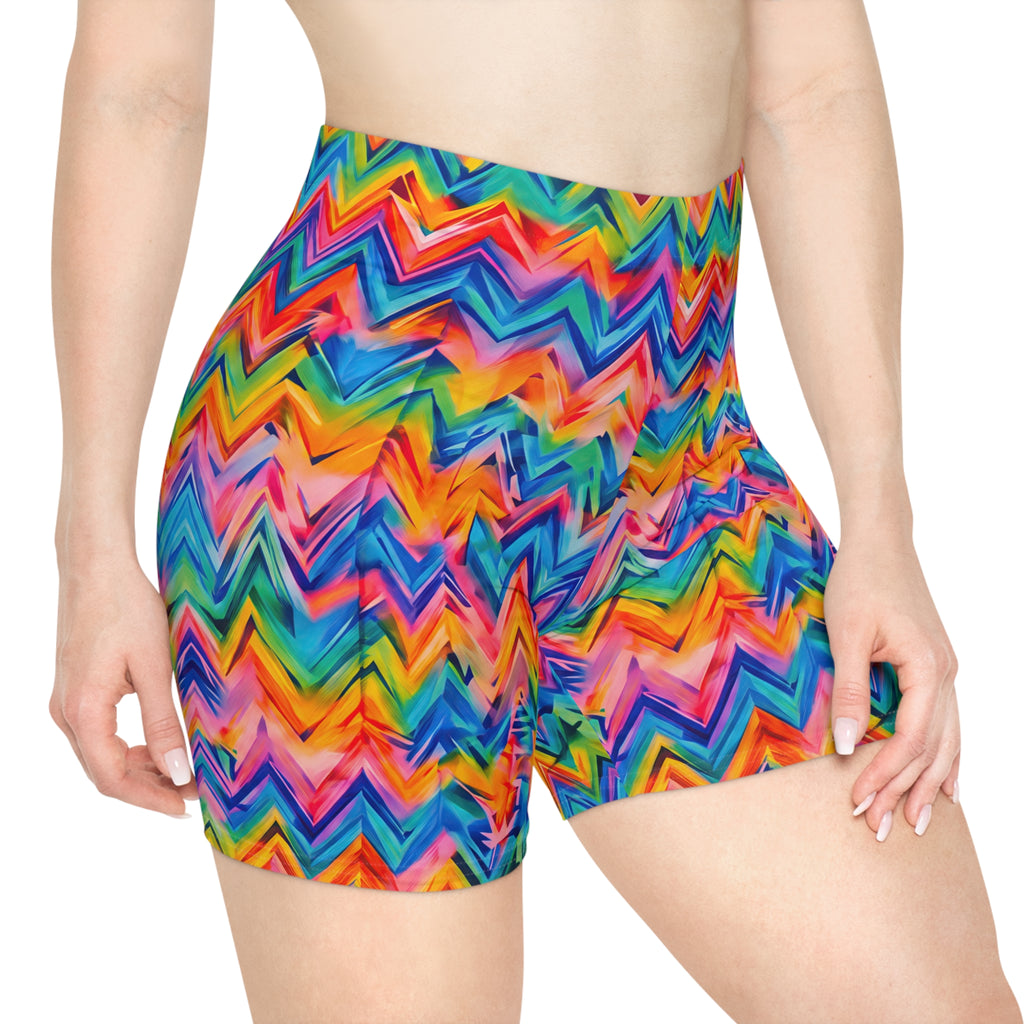 RINA J. Original "Neon Ride" | Rainbow Chevron Biker Shorts | born out of the Shadow District & Cool Cat Creations