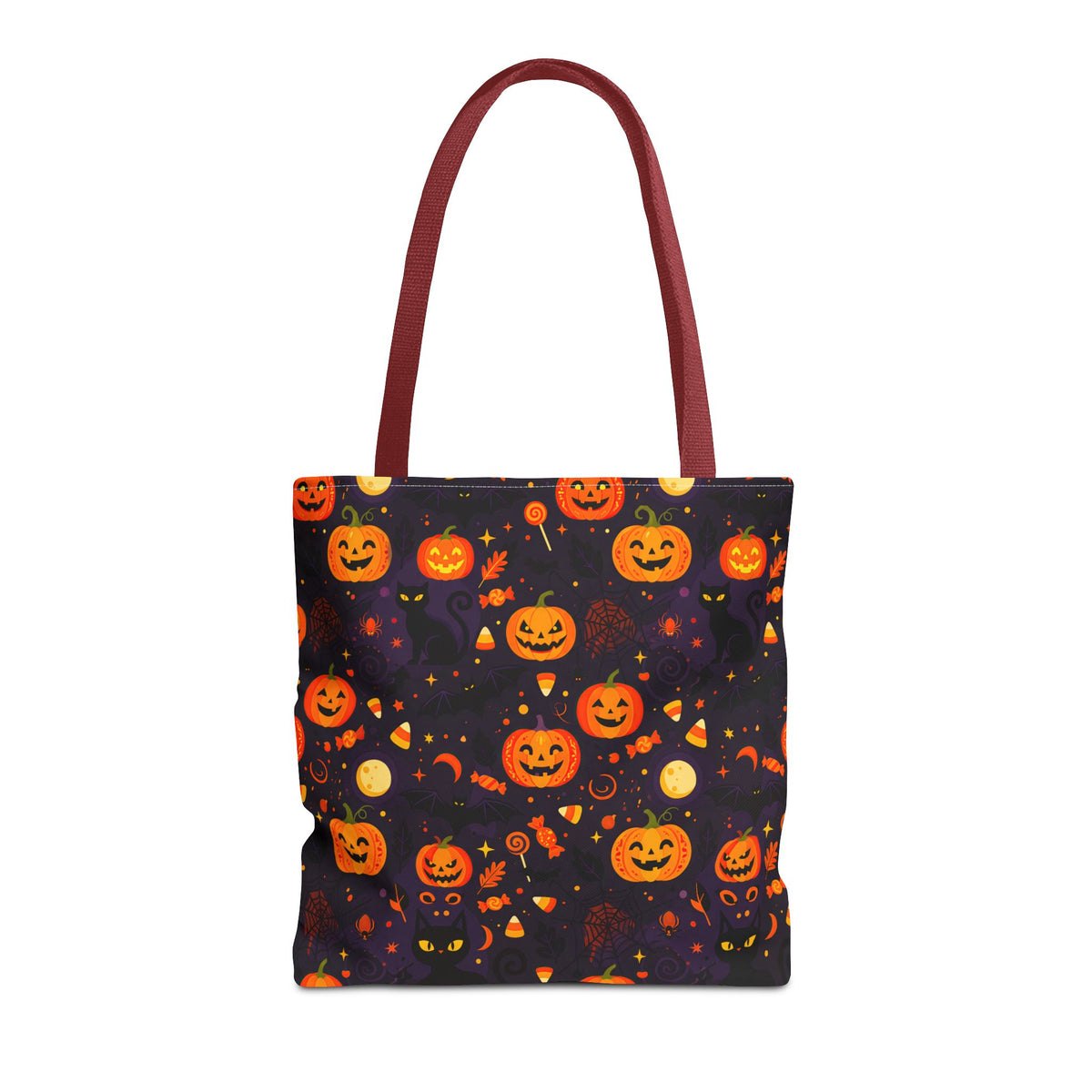 RINA J. Original | Halloween Pumpkin Pattern Tote Bag | Cute Jack-O'-Lantern All-Over Print