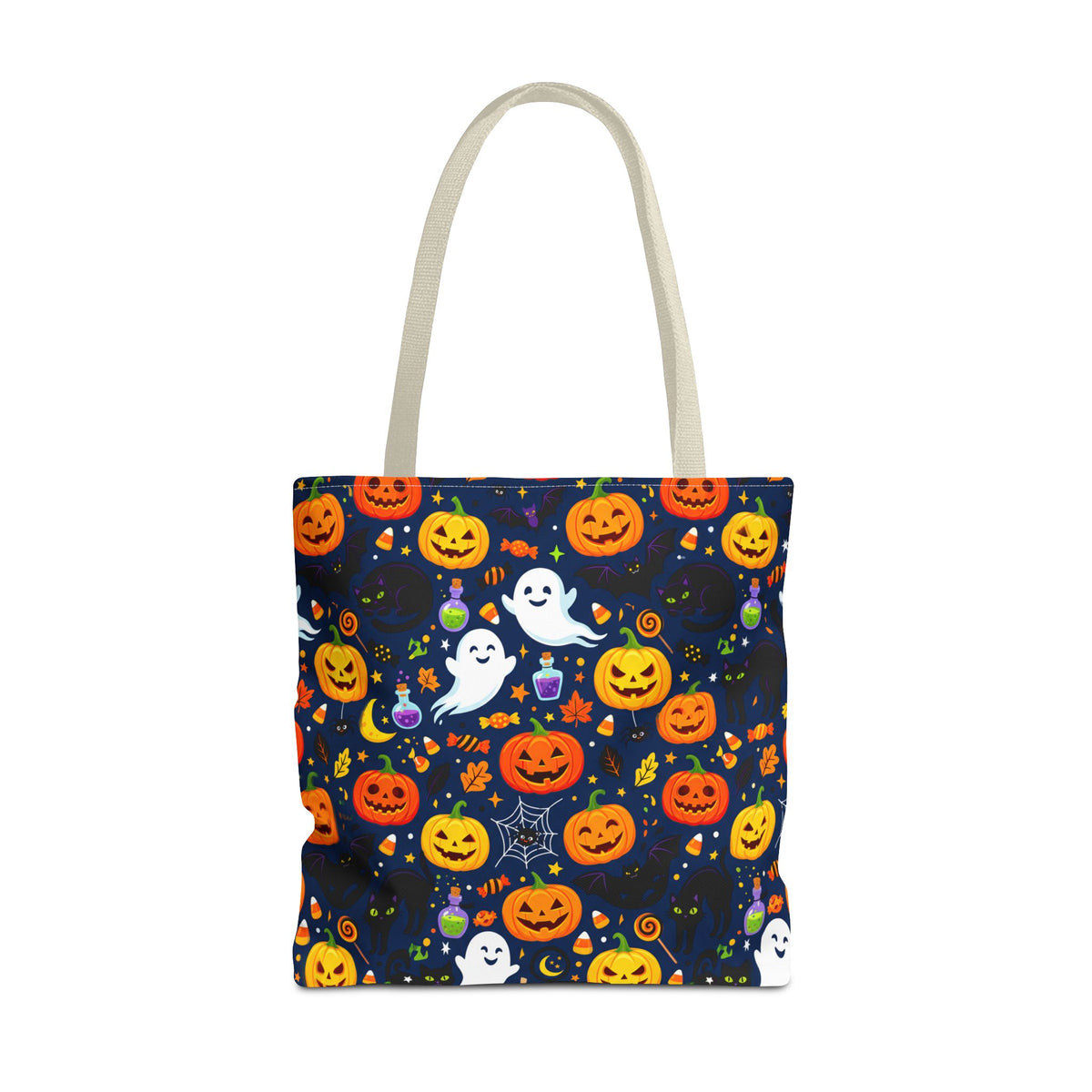 RINA J. Originals | Halloween Ghost & Jack-O'-Lantern Tote Bag — Cute Trick-or-Treat