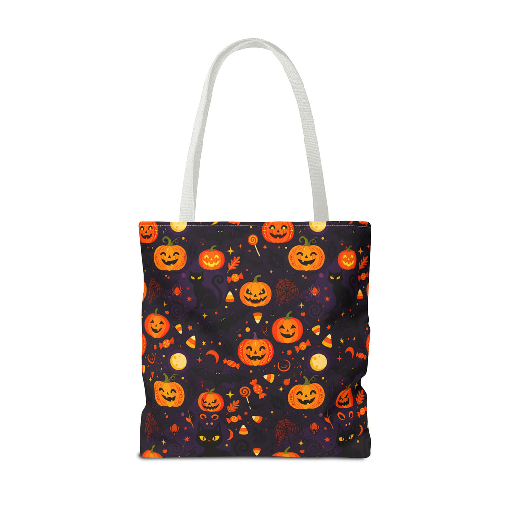 RINA J. Original | Halloween Pumpkin Pattern Tote Bag | Cute Jack-O'-Lantern All-Over Print