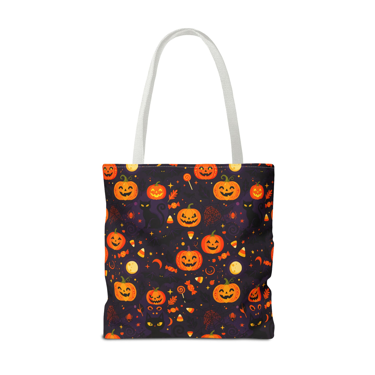 RINA J. Original | Halloween Pumpkin Pattern Tote Bag | Cute Jack-O'-Lantern All-Over Print