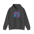 RINA J. Original | Neon Geometric Pumpkin Hoodie - Pink & Cyan Bat Graphic, Black/Charcoal