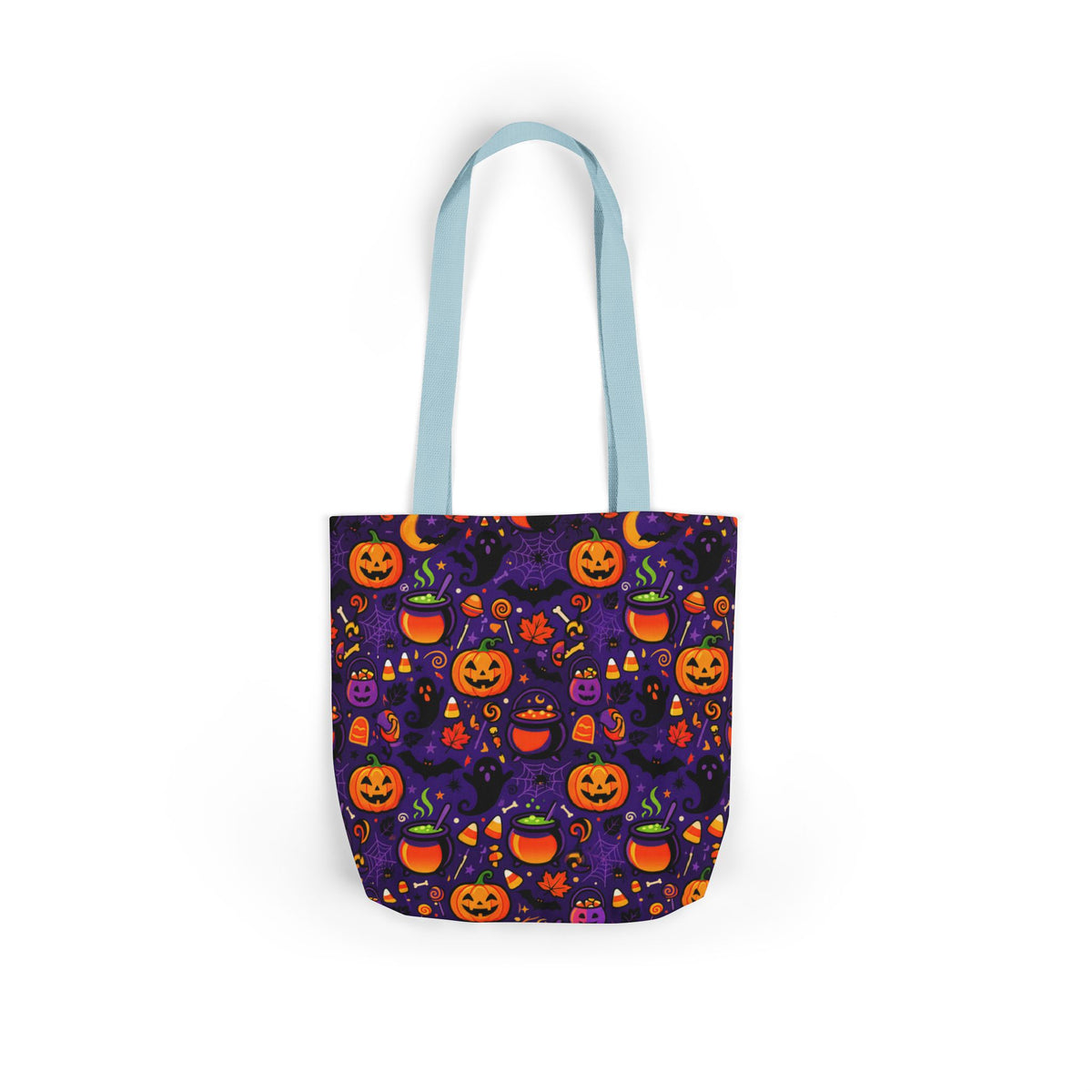 RINA J. Original | Halloween Pumpkin Pattern Canvas Tote — Trick-or-Treat Reusable Bag