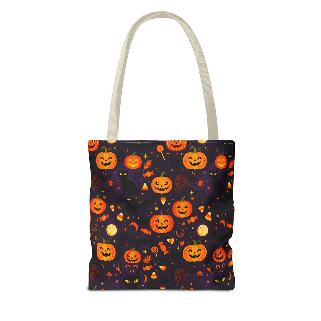 RINA J. Original | Halloween Pumpkin Pattern Tote Bag | Cute Jack-O'-Lantern All-Over Print