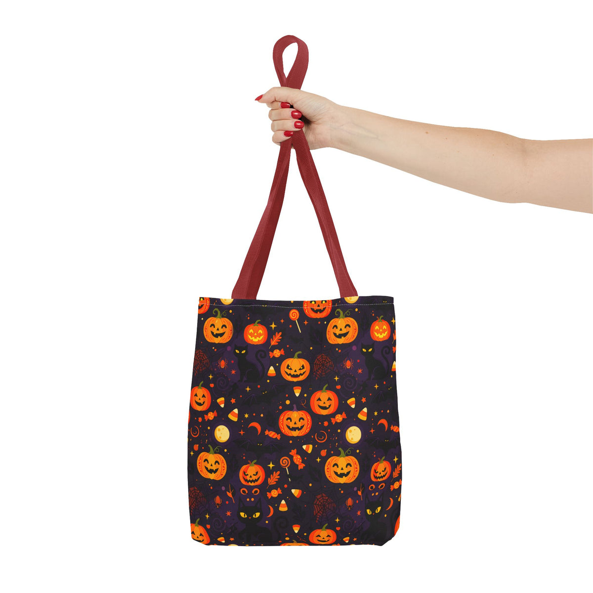 RINA J. Original | Halloween Pumpkin Pattern Tote Bag | Cute Jack-O'-Lantern All-Over Print