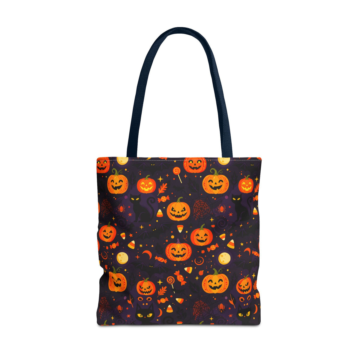 RINA J. Original | Halloween Pumpkin Pattern Tote Bag | Cute Jack-O'-Lantern All-Over Print