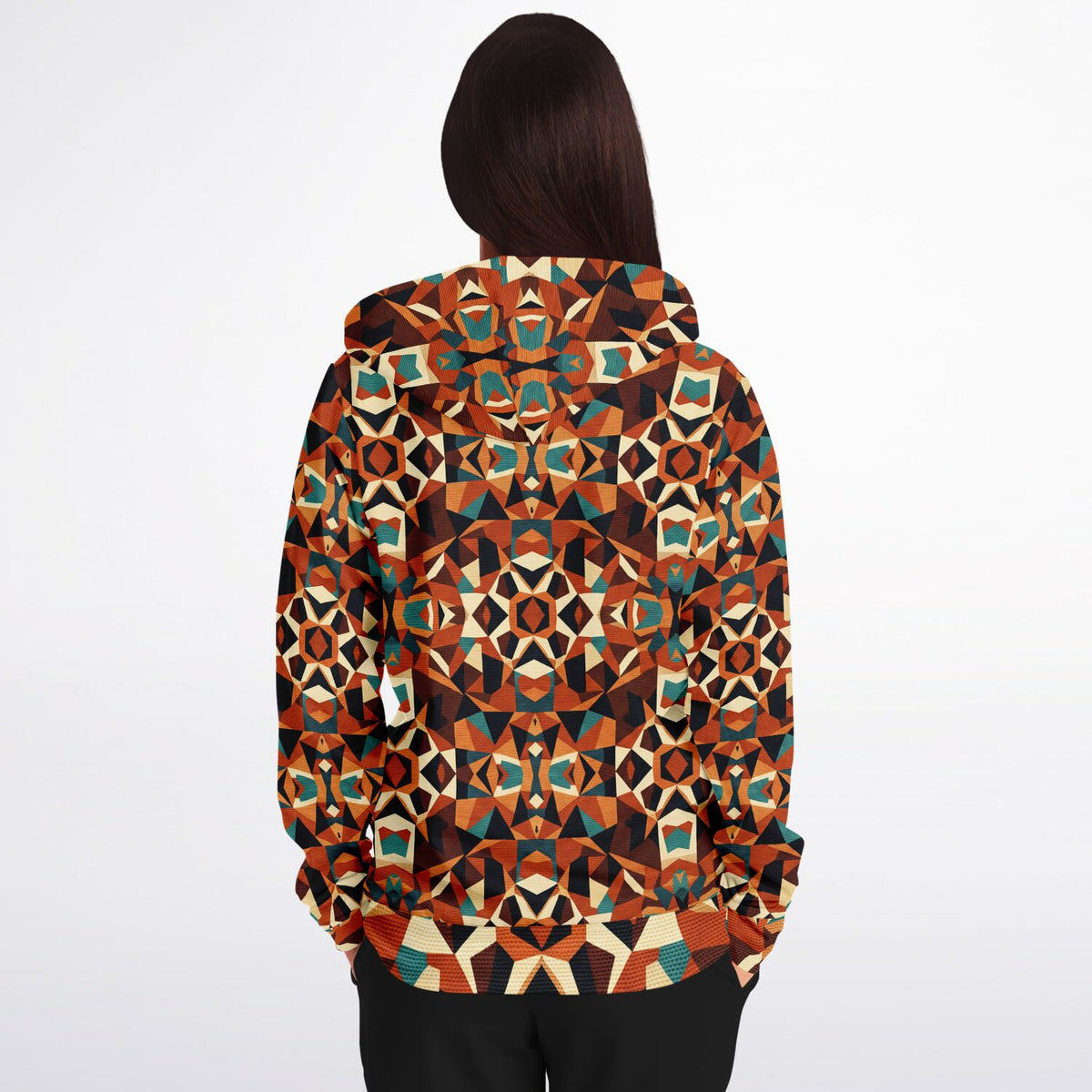 RINA J. Streetwear Original "Autumn Mosaic" | Geometric Zip-Up Hoodie