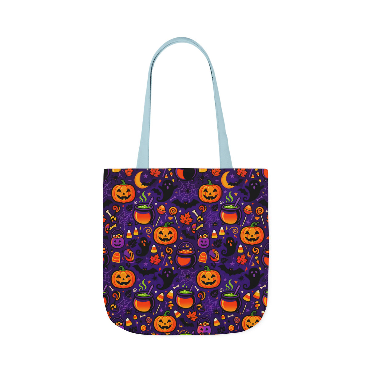 RINA J. Original | Halloween Pumpkin Pattern Canvas Tote — Trick-or-Treat Reusable Bag
