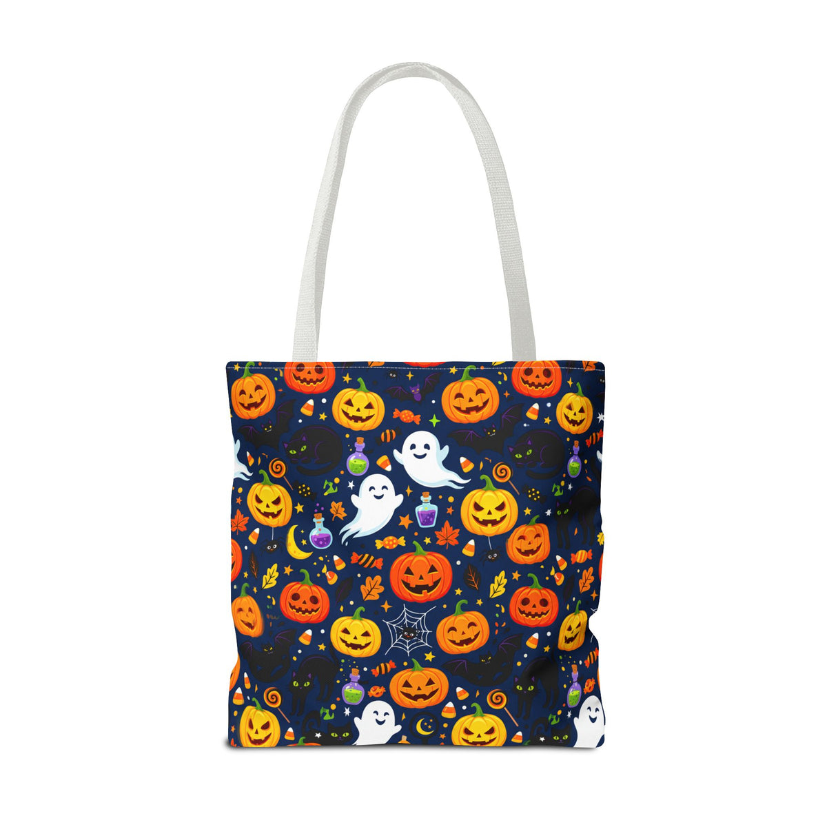 RINA J. Originals | Halloween Ghost & Jack-O'-Lantern Tote Bag — Cute Trick-or-Treat