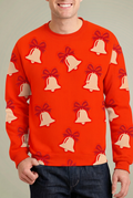RINA J. Original “Holiday Bells” | Red Bell-Print Crewneck Pullover - UNISEX