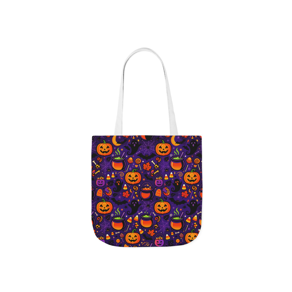 RINA J. Original | Halloween Pumpkin Pattern Canvas Tote — Trick-or-Treat Reusable Bag