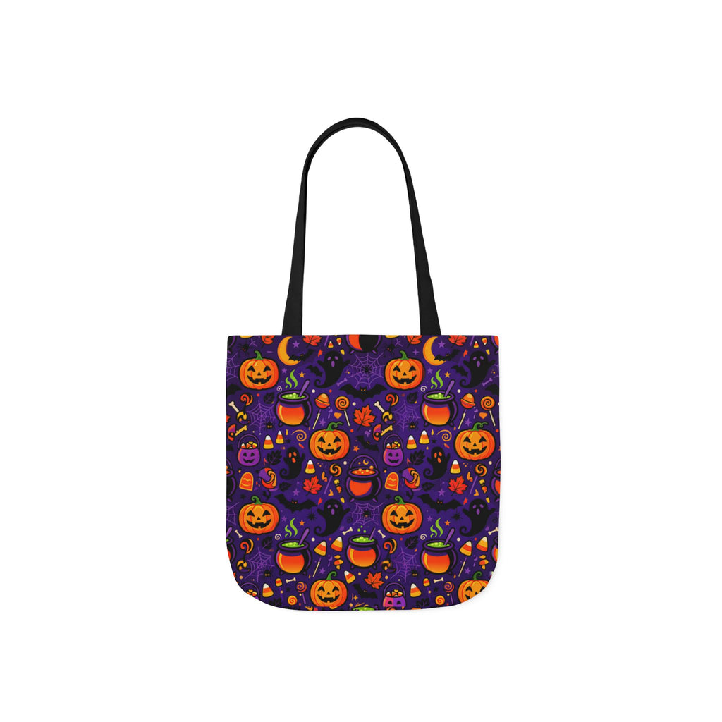 RINA J. Original | Halloween Pumpkin Pattern Canvas Tote — Trick-or-Treat Reusable Bag