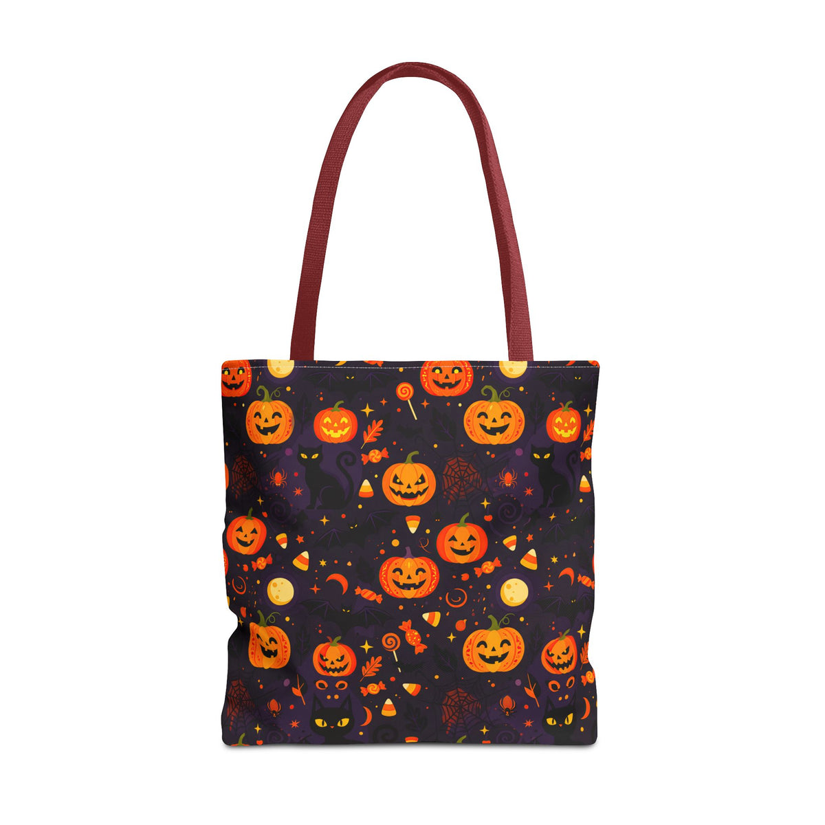 RINA J. Original | Halloween Pumpkin Pattern Tote Bag | Cute Jack-O'-Lantern All-Over Print