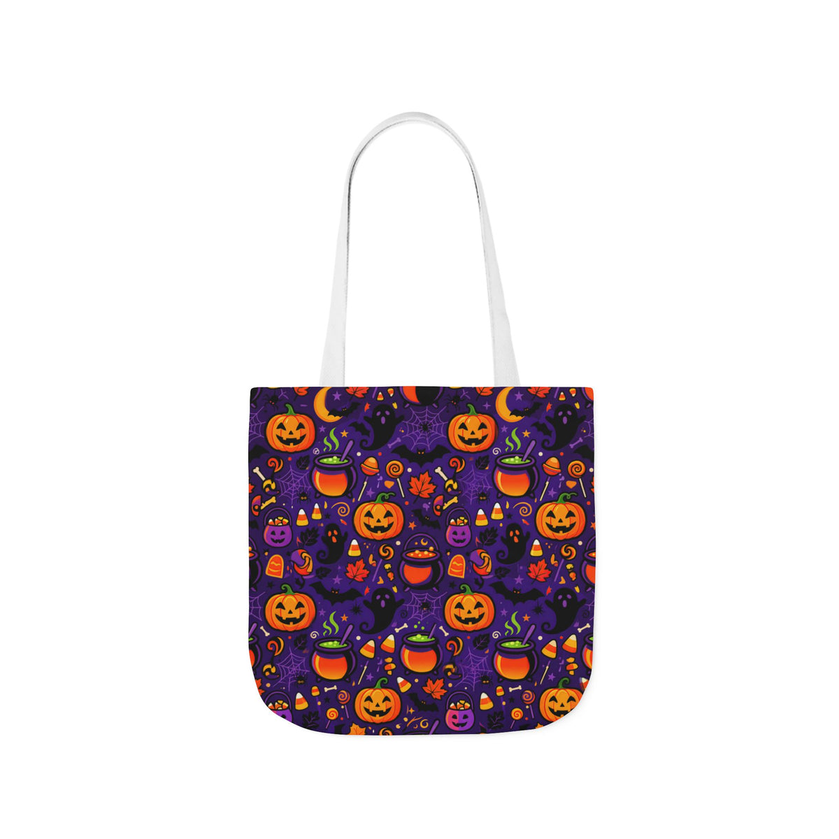 RINA J. Original | Halloween Pumpkin Pattern Canvas Tote — Trick-or-Treat Reusable Bag