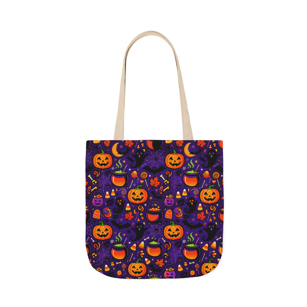 RINA J. Original | Halloween Pumpkin Pattern Canvas Tote — Trick-or-Treat Reusable Bag